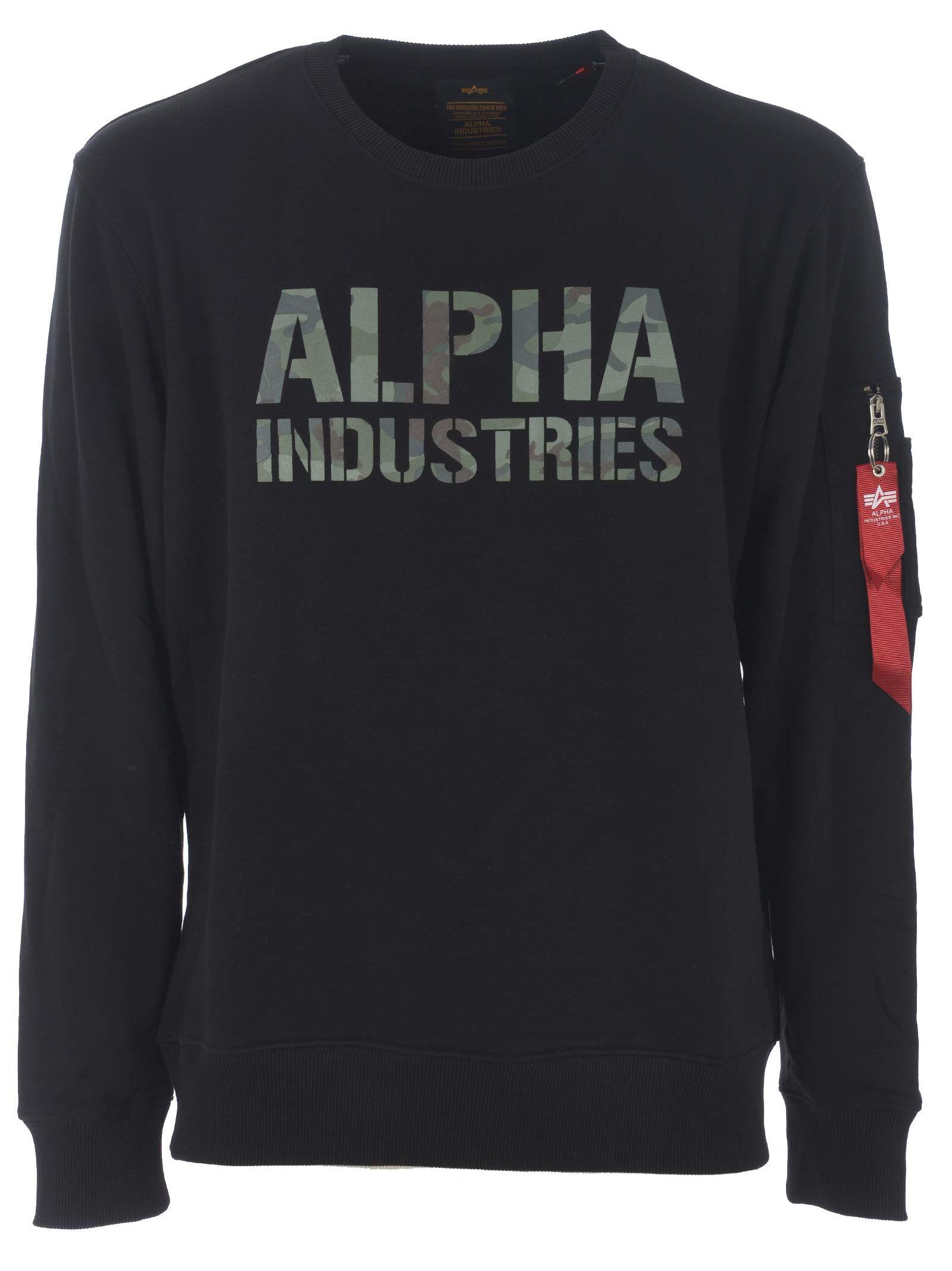 Alpha Industries Printed Sweater In Nero Modesens
