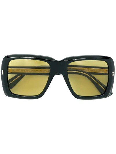 Shop Gucci Eyewear Rectangular Frame Sunglasses - Black