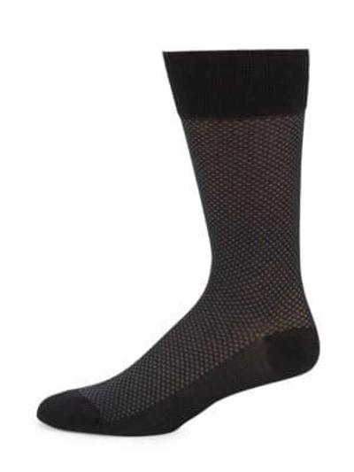 Shop Bruno Magli Geometric Dress Socks In Navy