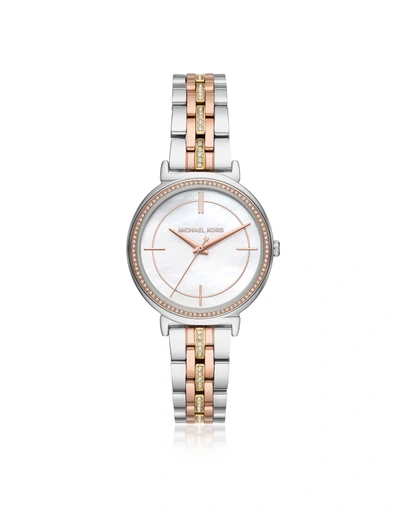 Shop Michael Kors Cinthia Two Tone Stainless Steel Watch In Silver