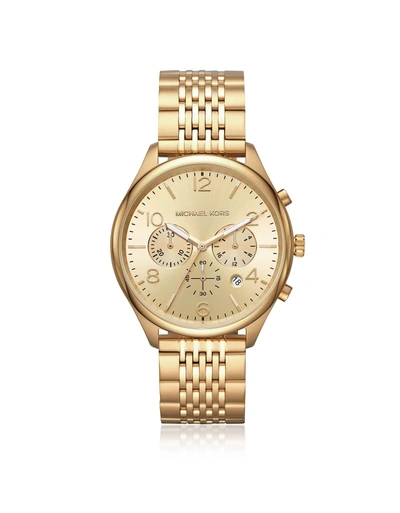 Shop Michael Kors Merrick Gold Tone Chronograph Watch