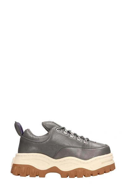 Shop Eytys Angel Grey Leather Sneakers