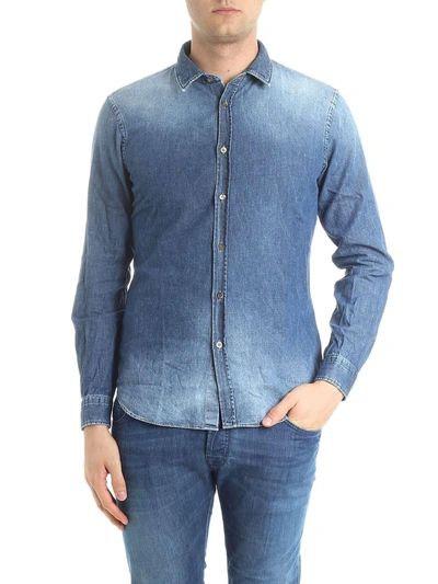 Shop Dondup Stone Wash Denim Shirt In Super Stone