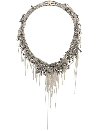 Shop Marc Le Bihan Rhinestone Pendant Necklace In Silver