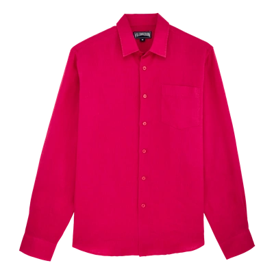 Shop Vilebrequin Men Linen Shirt Solid In Red