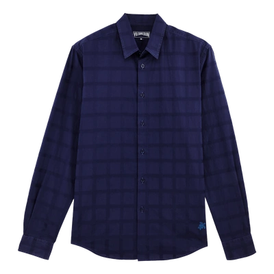 Shop Vilebrequin Pap Unisexe Adulte - Unisex Cotton Shirt Carreaux - Shirts - Caracal In Blue