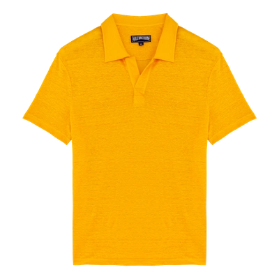 Shop Vilebrequin Men Ready To Wear - Men Linen Jersey Polo Shirt Solid - Polos - Pyramid In Orange