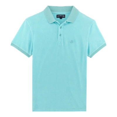 Shop Vilebrequin Men Ready To Wear - Men Terry Cloth Polo Shirt Solid - Polo - Pacific In Blue