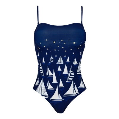 Shop Vilebrequin Women Bustier One Piece Swimsuit Porto Cervo In Blue