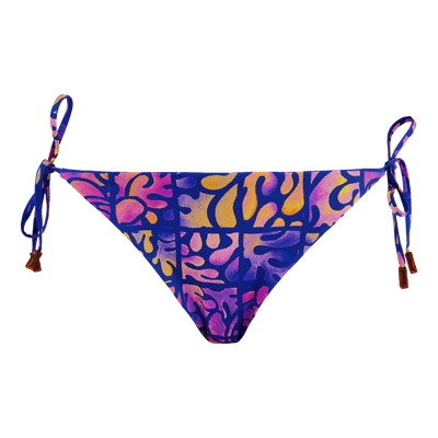 Shop Vilebrequin Women Swimwear - Women Brief To Be Tied Bikini Bottom Phuket - Swimwear - Flore In Blue