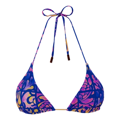 Shop Vilebrequin Women Swimwear - Women Triangle Bikini Top Phuket - Swimwear - Fleur In Blue