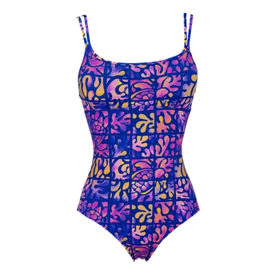 Shop Vilebrequin Women Swimwear - Women Round Neckline One Piece Swimsuit Phuket - Swimwear - Feria In Blue