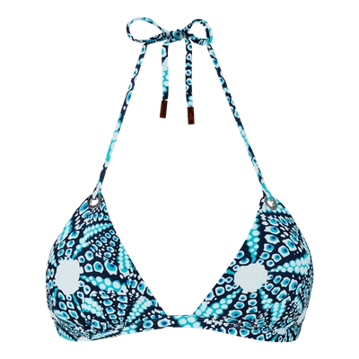 Shop Vilebrequin Women Triangle Bikini Top Oursinade In Blue