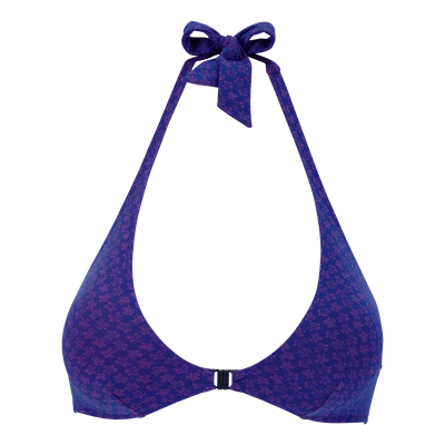 Shop Vilebrequin Women Halter Bikini Top Micro Turtles In Blue