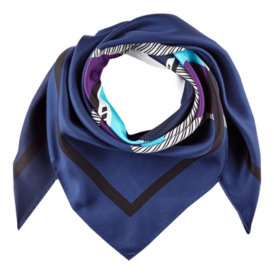 Shop Vilebrequin Accessories - Silk Scarf Ostend - Scarves - Carre9 In Blue