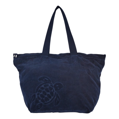 Shop Vilebrequin Big Terry Cloth Beach Bag Jacquard Solid In Blue