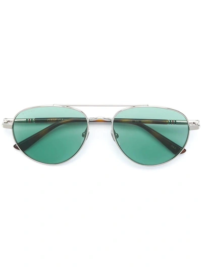 Shop Gucci Eyewear Aviator Frame Sunglasses - Silver