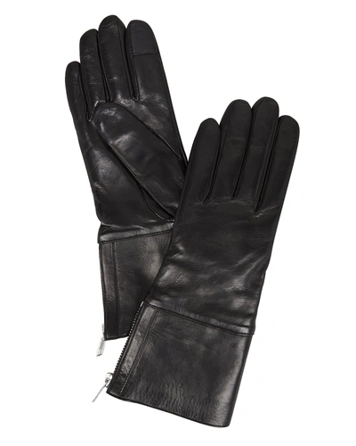 Shop Carolina Amato Side Zip Black Gloves  Black M