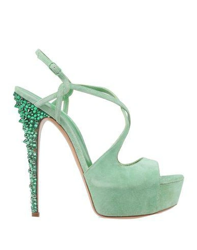 Shop Casadei Sandals In Light Green