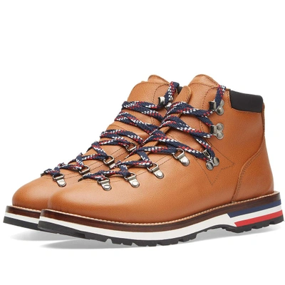 Shop Moncler Peak Leather Hiking Boot In Brown