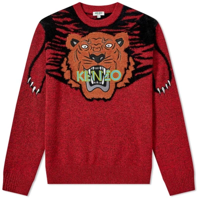 Shop Kenzo Claw Tiger Crew Knit In Red