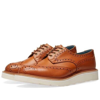 Shop Tricker's Bourton Vibram Sole Brogue In Yellow