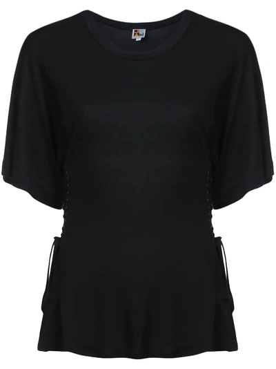 Shop Jean Atelier Draped Style T-shirt - Black