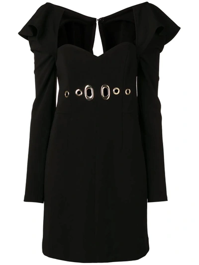 Shop Self-portrait Drape Back Mini Dress In Black