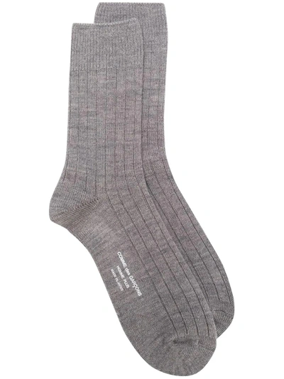 Shop Comme Des Garçons Homme Deux Striped Knit Socks In Grey