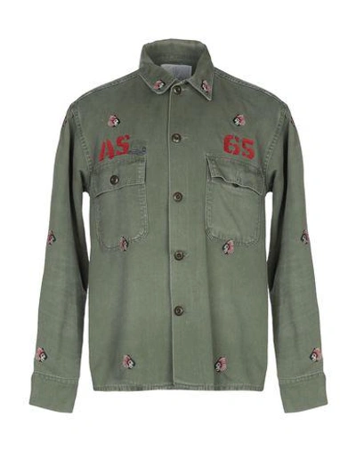 Shop As65 Solid Color Shirt In Military Green