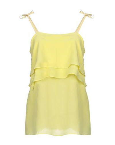 Shop Semicouture Woman Top Yellow Size 6 Silk