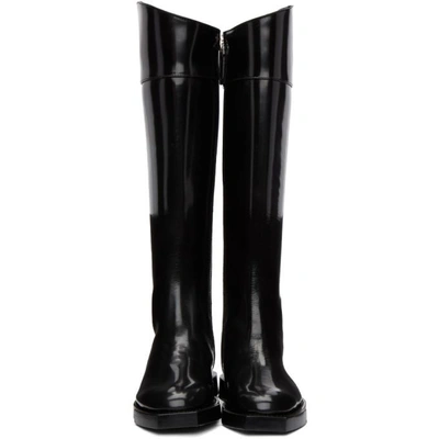 Shop Alexander Mcqueen Black Leather Tall Boots In 1081 Black