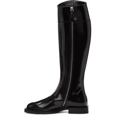 Shop Alexander Mcqueen Black Leather Tall Boots In 1081 Black