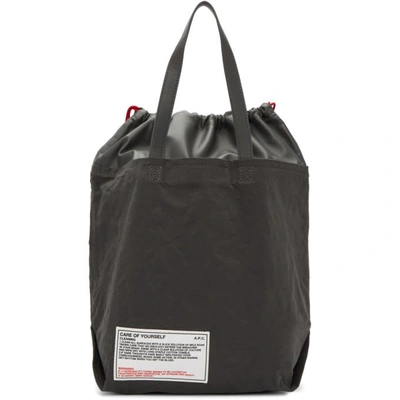 Shop Apc Grey 'care Of Yourself' Tote In Ladanthraci