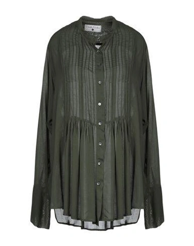 Shop Daniela Pancheri Solid Color Shirts & Blouses In Military Green