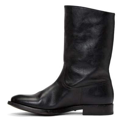 Shop Saint Laurent Black Shearling Matt Boots In 1000 Black