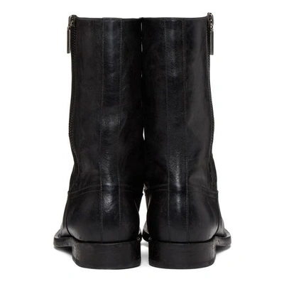 Shop Saint Laurent Black Shearling Matt Boots In 1000 Black