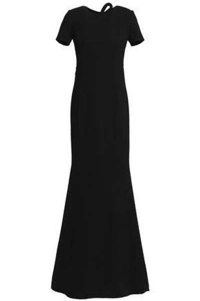 Shop Oscar De La Renta Woman Cutout Wool-blend Crepe Gown Black