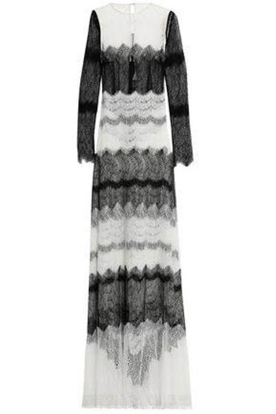 Shop Emilio De La Morena Woman Two-tone Corded Lace Gown White