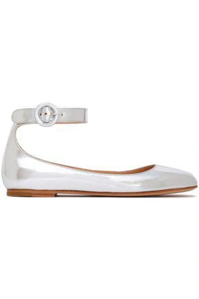 Shop Gianvito Rossi Woman Metallic Leather Ballet Flats Silver