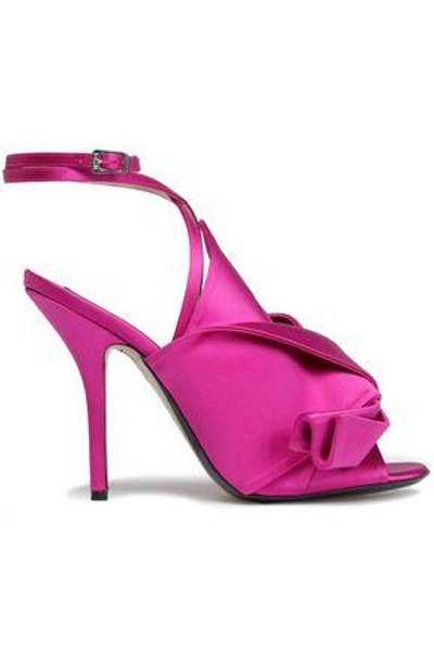 Shop N°21 Knotted Satin Sandals In Fuchsia