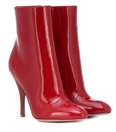 Shop Valentino Killer Stud Patent Leather Ankle Boots In Red