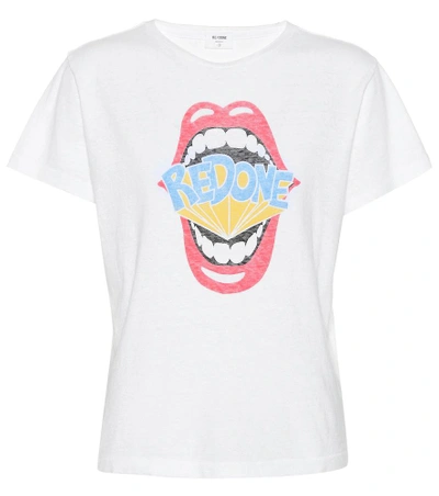 Shop Re/done Printed Cotton T-shirt In White