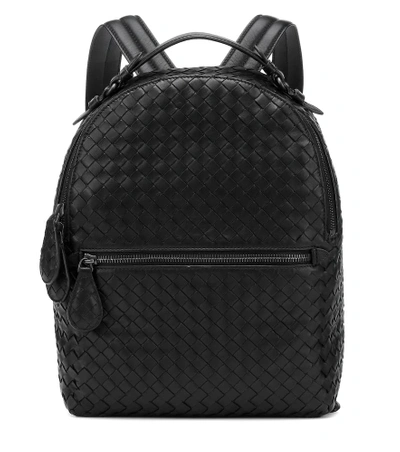 Shop Bottega Veneta Intrecciato Leather Backpack In Black