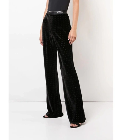 Shop Alexander Wang T Black Monogram Print Flared Trousers