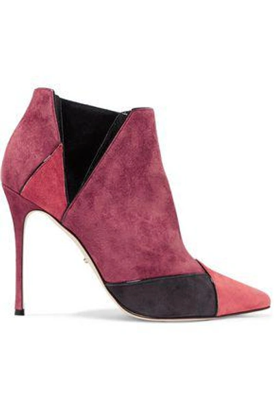 Shop Sergio Rossi Woman Paneled Suede Ankle Boots Antique Rose
