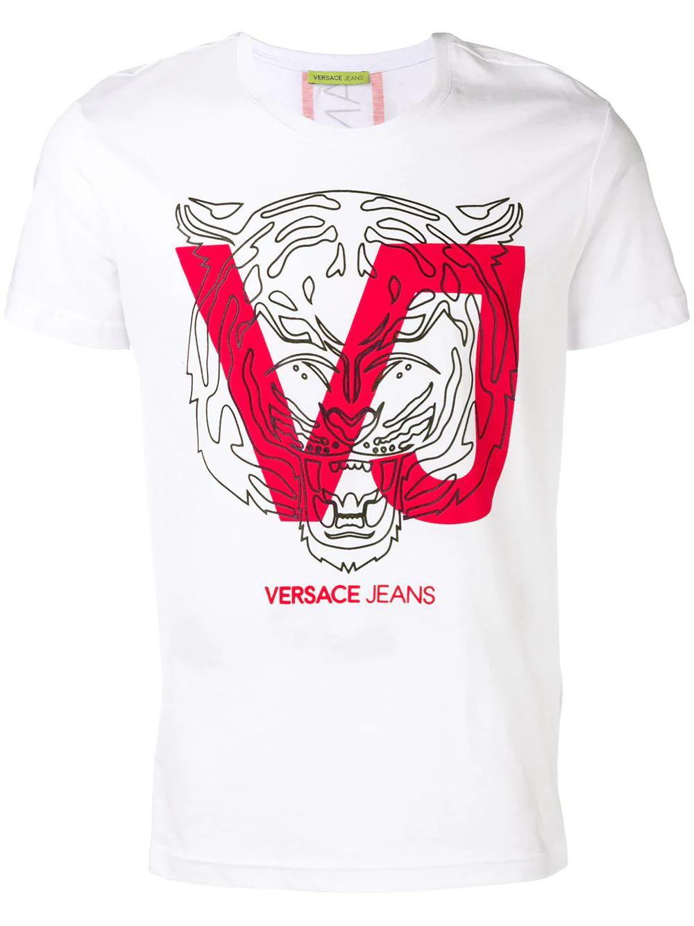 white and red versace shirt