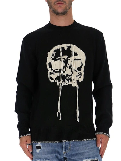 Shop Alexander Mcqueen Skull Motif Knitted Sweater In Black