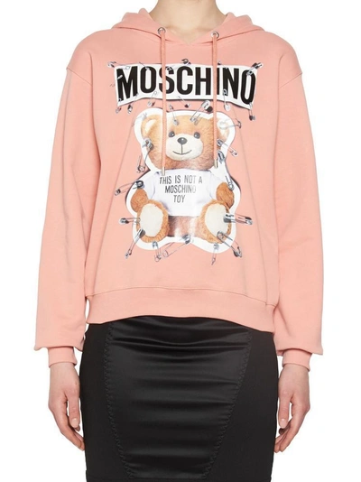 Shop Moschino Teddy Pin Hoodie In Pink