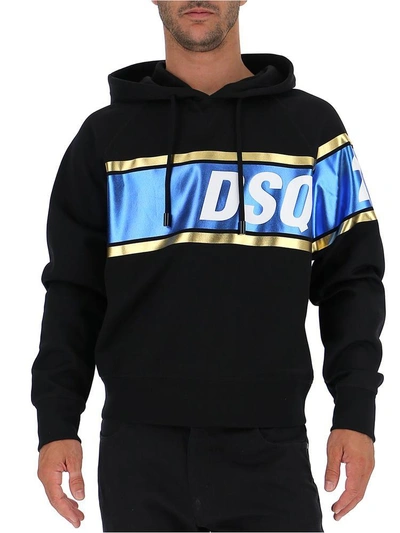 Shop Dsquared2 Reflective Logo Hoodie In Black